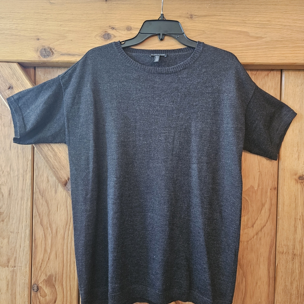 Eileen Fisher Dark Gray Short Sleeve Sweater Tunic